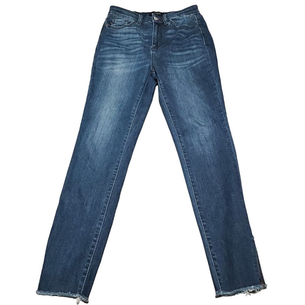 Judy Blue Women 7 28 Skinny Fit Denim Blue Jeans Dark Wash Raw Hem JB82424DK